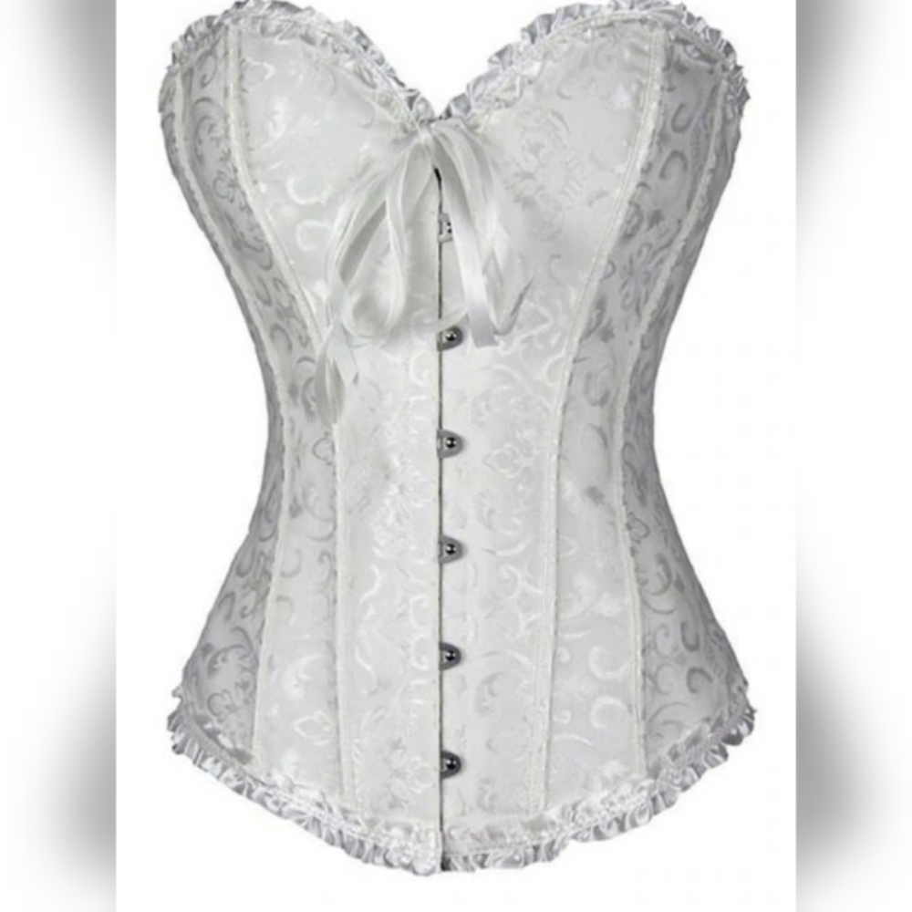 White Brocade Corset NEW